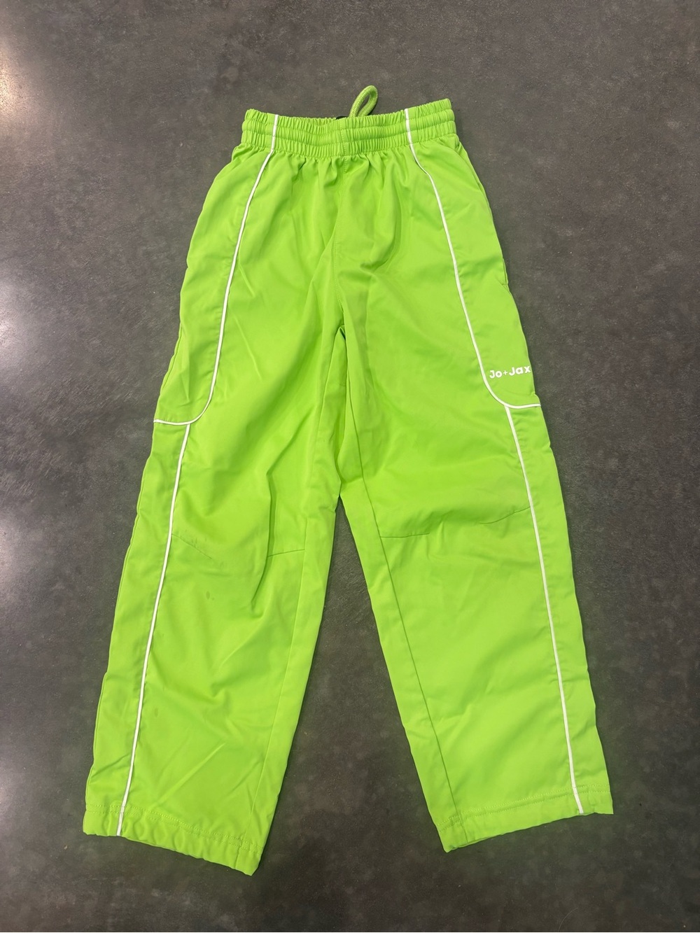 Jo + Jax Bright Lime Green Dance Pants   with White Piping